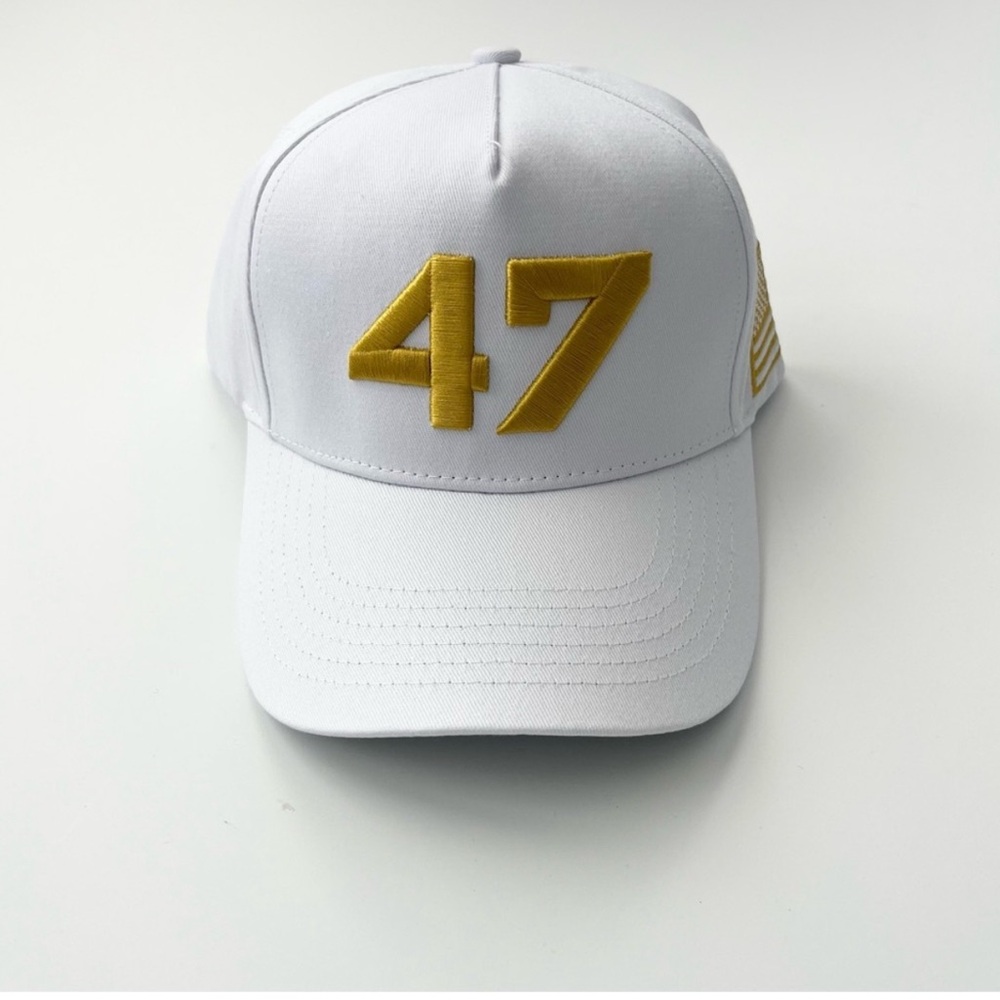 Limited Edition 47 White Cap with Gold Embroidery